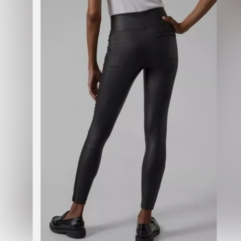 NEW Athleta Womens Delancey Gleam Moto Tight Leggings Faux Leather - Picture 5 of 15